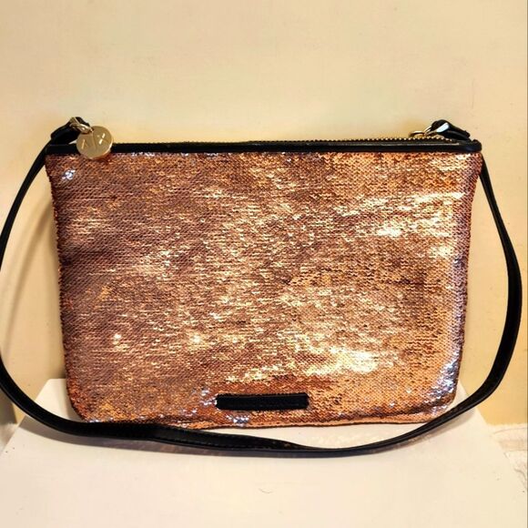 New Armani Exchange AX Rose Gold Sequined Pouch/Shoulder Bag Ret.$80 - Picture 1 of 6